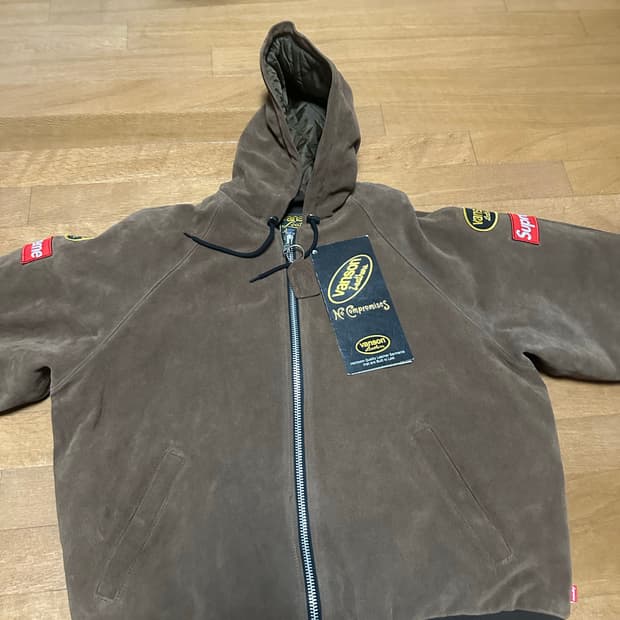 슈프림 x 밴슨 레더 후드 워크 자켓 스웨이드 - 24FW