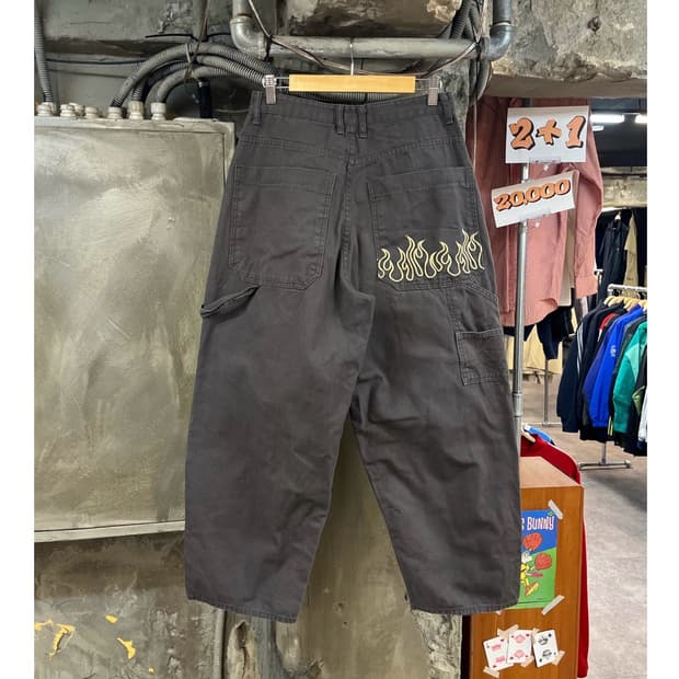 빈티지 자수 워크 팬츠 차콜 M #csz3379