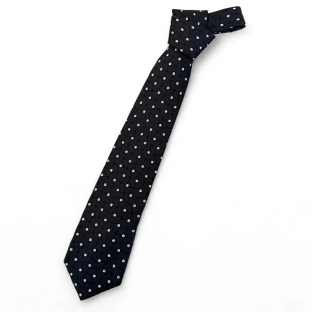 드레익스 도트 실크 넥타이 블랙