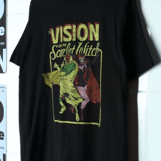 (XL-2XL) 마블 반팔 티셔츠 USA 코믹스 비전 뮤비-H36429