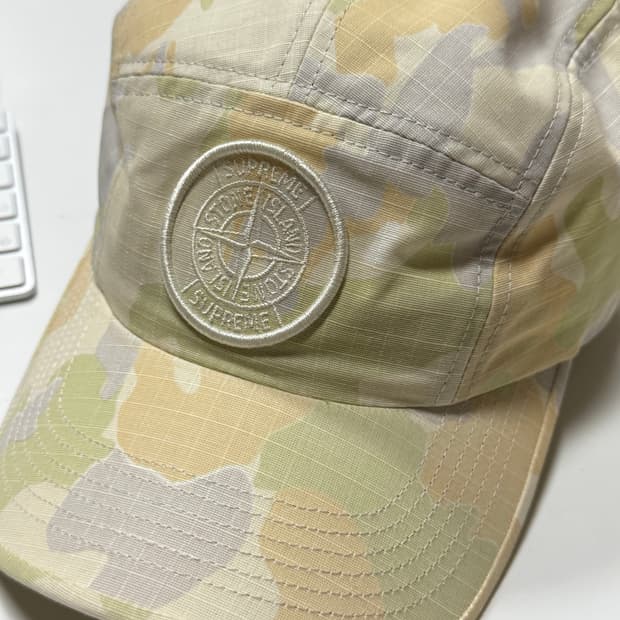 스톤아일랜드x슈프림 카모 캠프캡