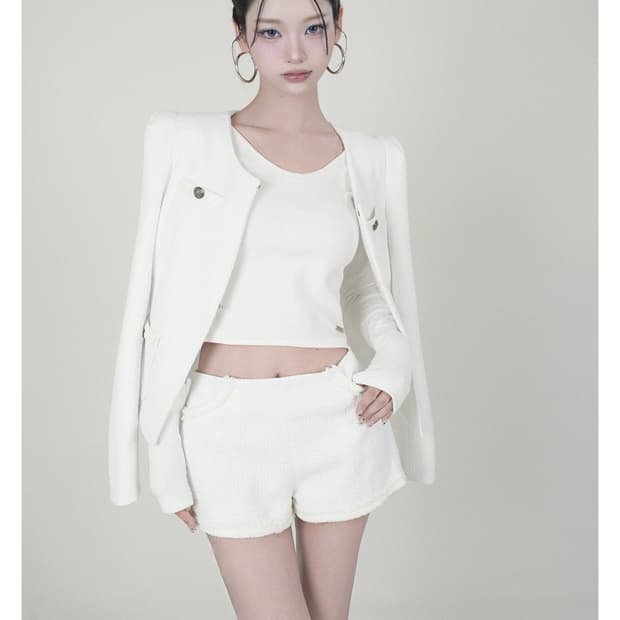 설림 트위드자켓 화이트