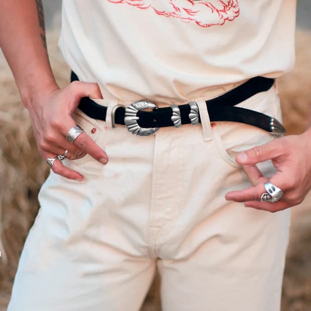 토닉 웨스턴 스웨이드 가죽 벨트 블랙