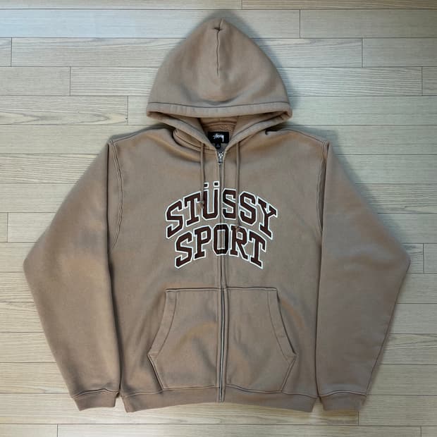 L)스투시 스포츠 후드집업 탄