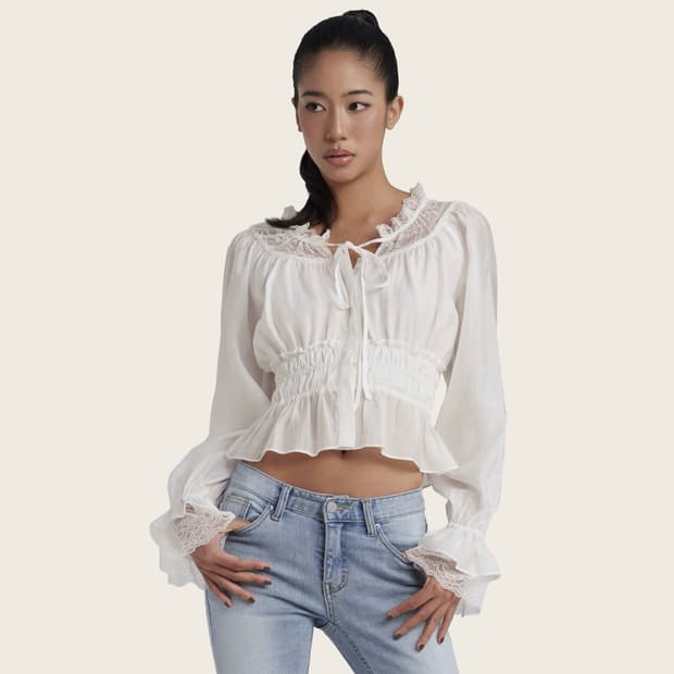 클리시어 Dear You Lace Blouse white