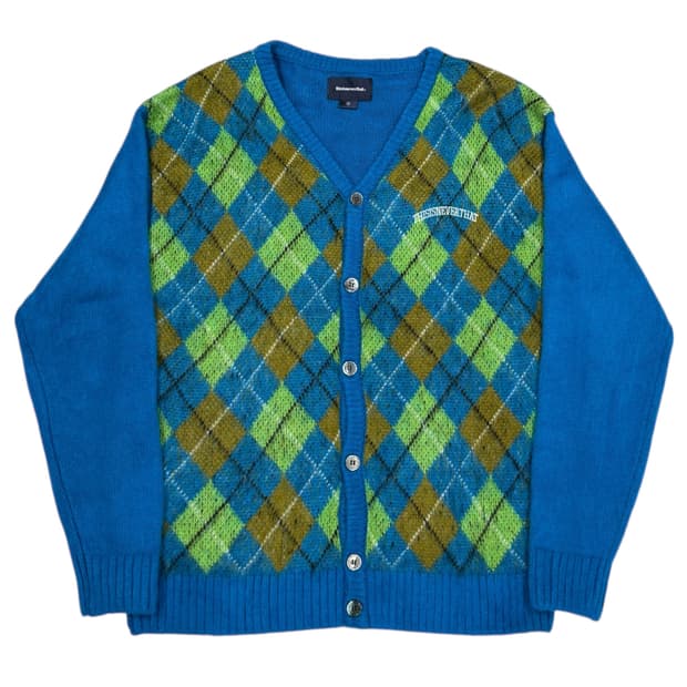 디스이즈네버댓 아가일 니트 아크릴 가디건 블루 S