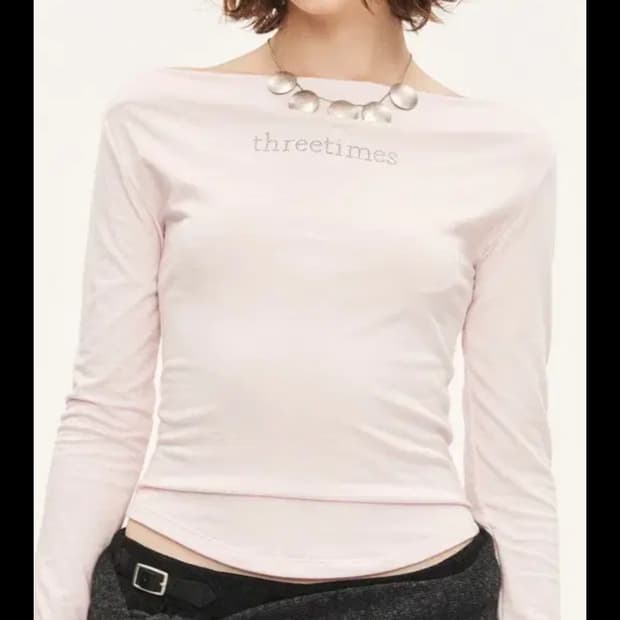 쓰리타임즈 Blush tee 블러쉬 티 핑크 S