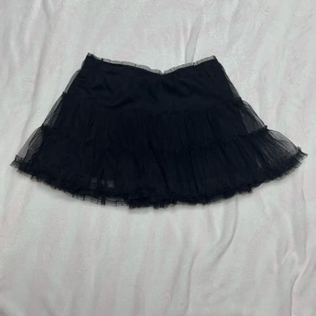 블랙 레이스 캉캉 샤 스커트 치마 히메 오네 갸루 러블리 로걀 모리 고스