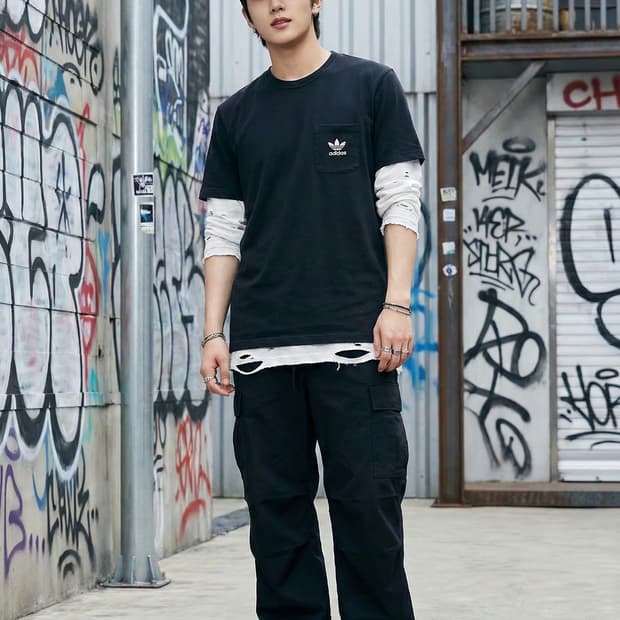 아디다스 포켓 반팔 티셔츠 블랙_XL