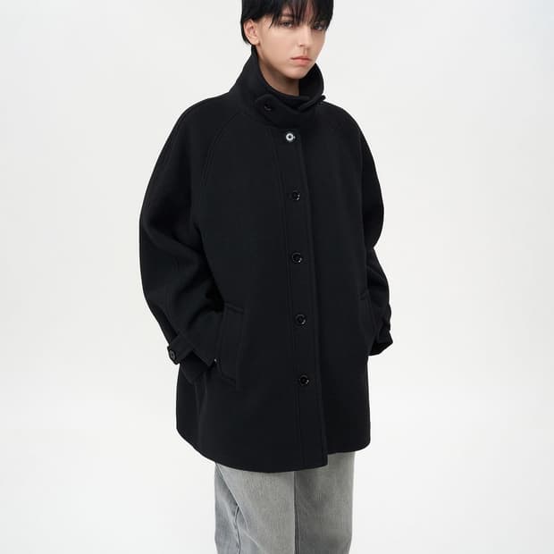 인사일런스 우먼 소프트 하프 발마칸 코트 블랙 xs