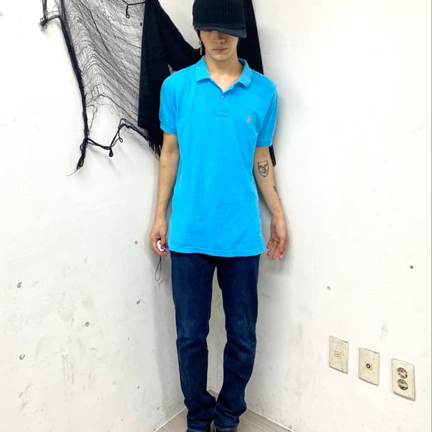 (Polo)Turquoise Polo Shirt with Orange P