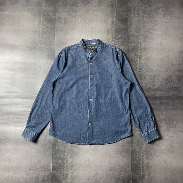BLACK BROWN 1826 빈티지 밴드칼라 데님 셔츠 A00736
