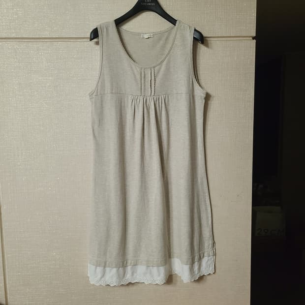 일본 빈티지 핀턱 레이스 레이어드 민소매 나시 슬리브리스 원피스 모리걸