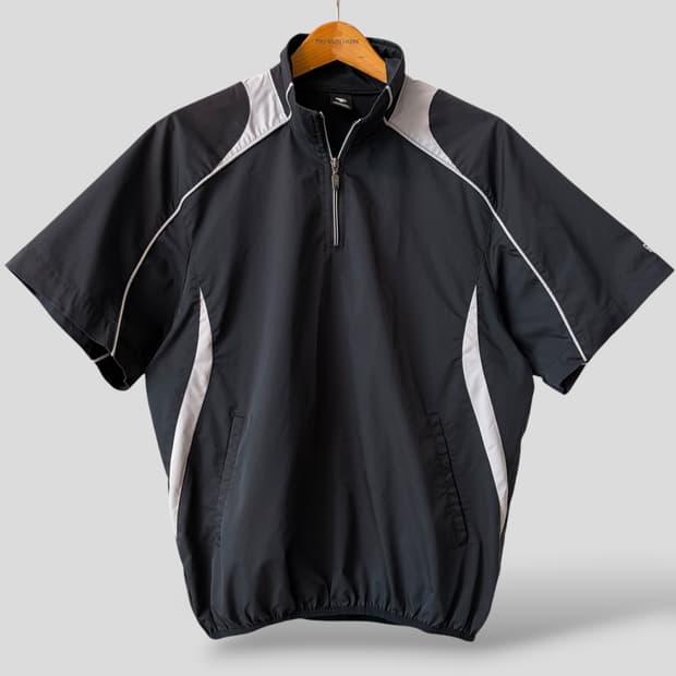 (L)데상트 하프집업 반팔 웜업 트레이닝 상의