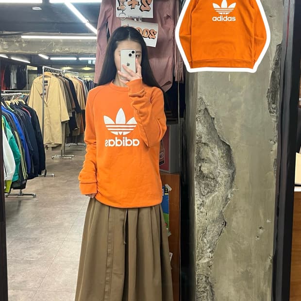 아디다스 맨투맨 오렌지 S #csz3254