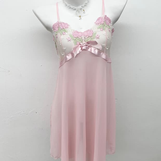 핑크페어리 레이스 시어 슬립