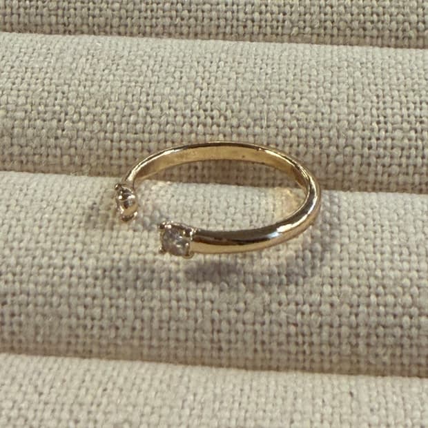 새상품 여성 신주 은도금 오픈큐빅 골드 반지