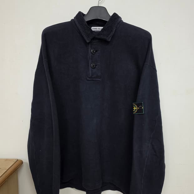 98AW 스톤 아일랜드 그린 엣지 네이비 버튼업