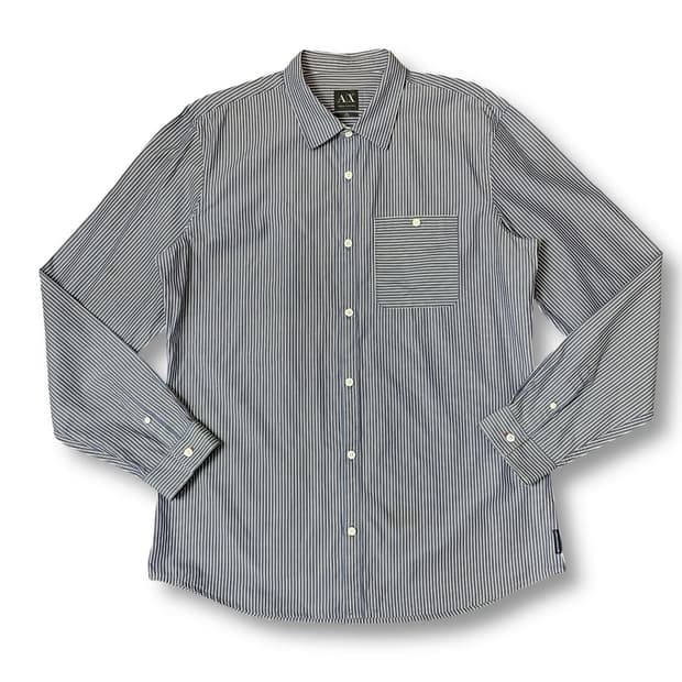 아르마니 익스체인지 스트라이프 슬림 원포켓 긴팔 셔츠