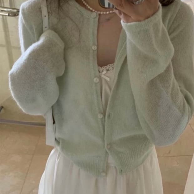 프리티영띵 베이비알파카 가디건 라이트민트