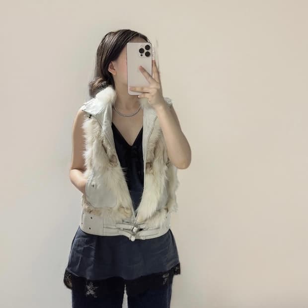 빈티지 고딕 여우털 폭스퍼 양가죽 조끼 베스트
