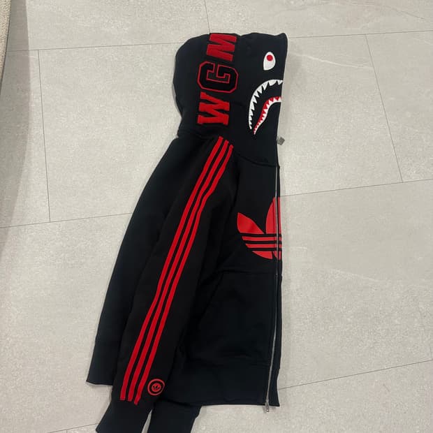 아디다스 x 베이프 얼티밋 샤크 후드 블랙