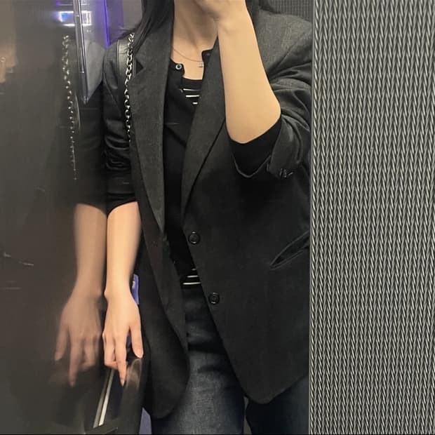 빈티지 오버사이즈 블레이저 자켓 그레이