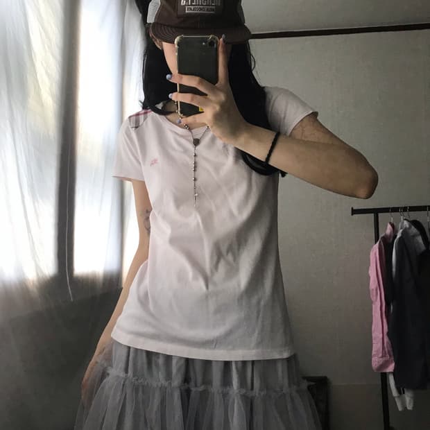 버버리 블루라벨 연핑크 반팔티셔츠