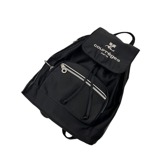 꾸레쥬 나일론 로고 럭색 블랙