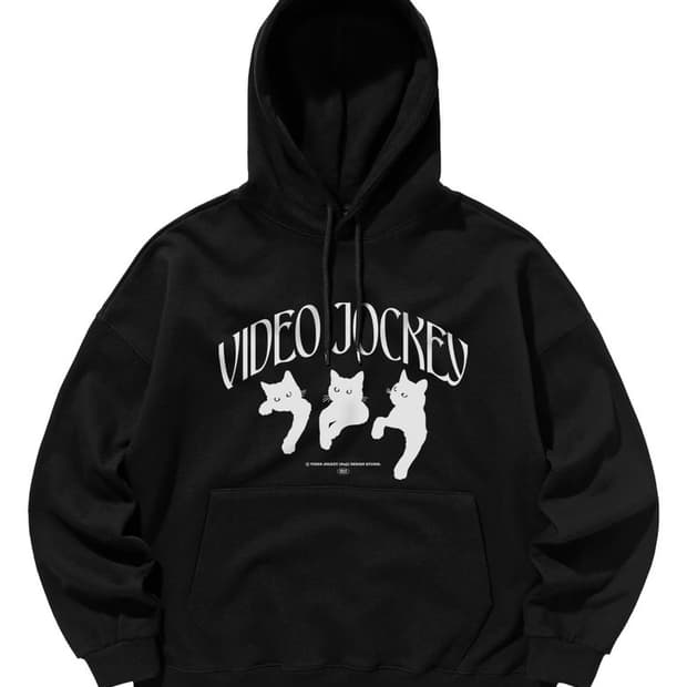 만원 급처! 비디오자키 냥냥냥 후디 기모 후드티 블랙