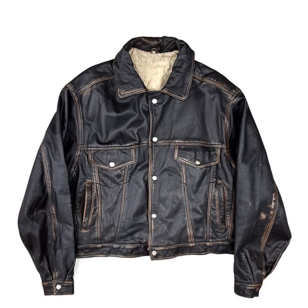 빈티지 레더 트러커 자켓