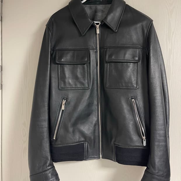 시스템 옴므 램스킨 양가죽 레더 블루종 자켓 블랙100