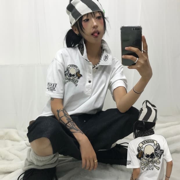 ☠️ 밴슨 스컬 자수패치 피케 반팔 티셔츠 ☠️