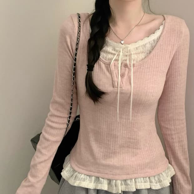 딸기우유 색감 발레코어 상의