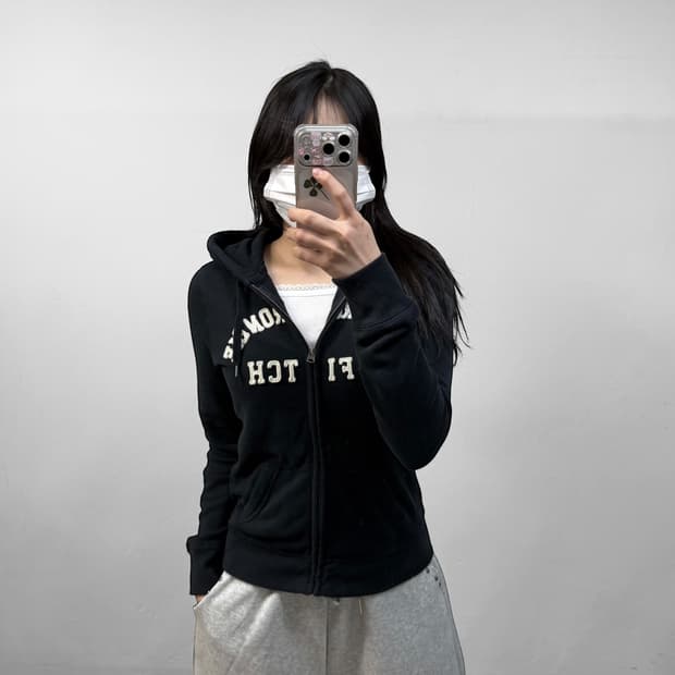 아베크롬비 아치 로고 후드집업 네이비