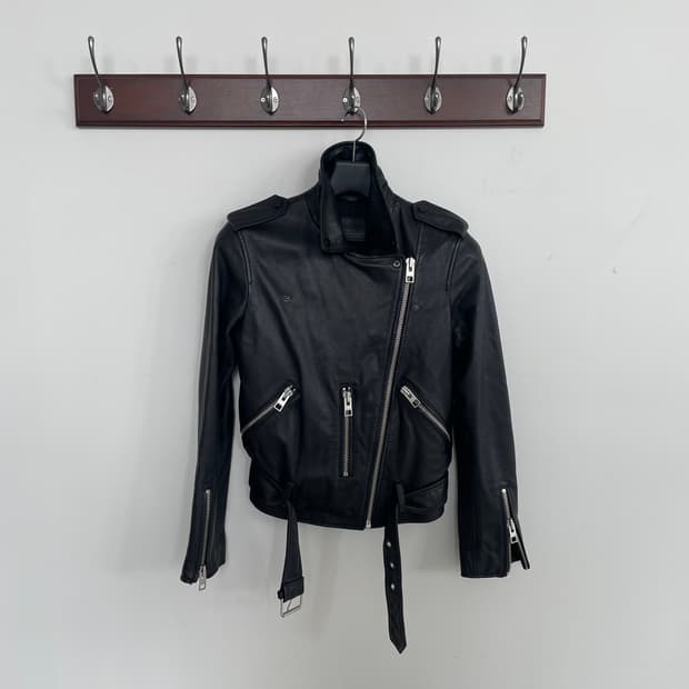 올세인츠 발펀 바이커 레더 자켓 블랙 y2k