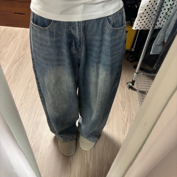 핀턱 워싱 데님 팬츠