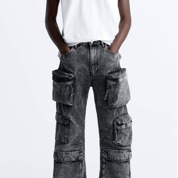자라 utility pocket jean gray
