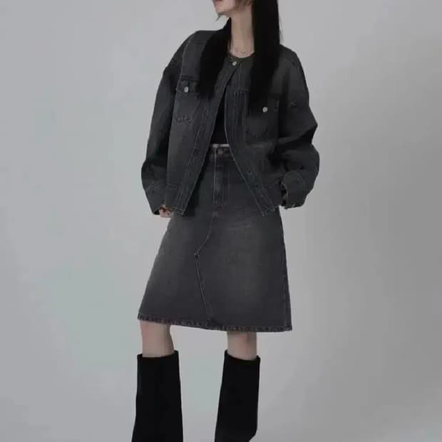 트리밍버드 원버튼 데님 스커트 S
