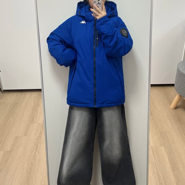 카파 덕다운 블루 패딩 점퍼
