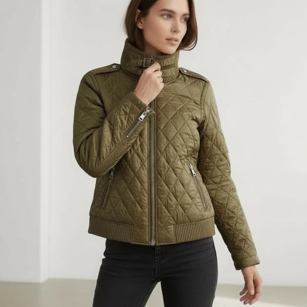 버버리 퀼팅 올리브카키 자켓(S)