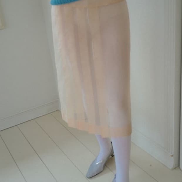 오버듀 플레어 오간자 플리츠 스커트