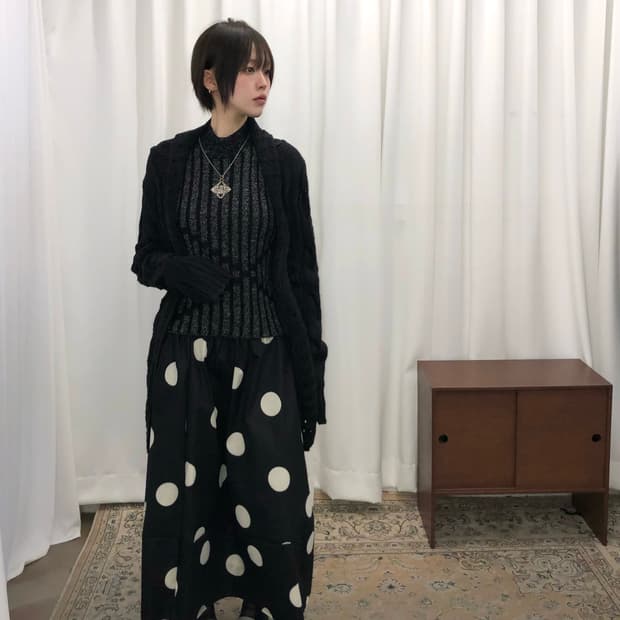 Black open long cardigan