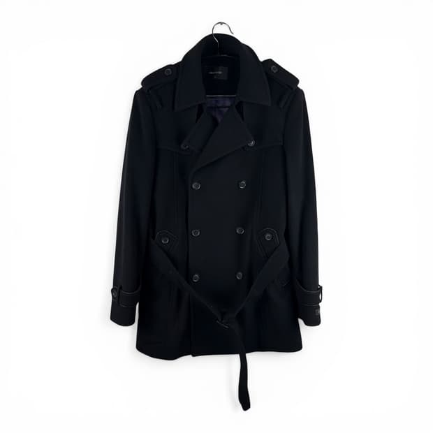 95) 마인드브릿지 더블버튼 울 캐시미어 숏 코트 블랙