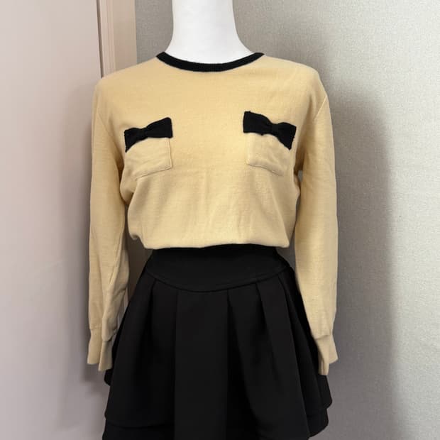 빈티지 레몬 리본 니트