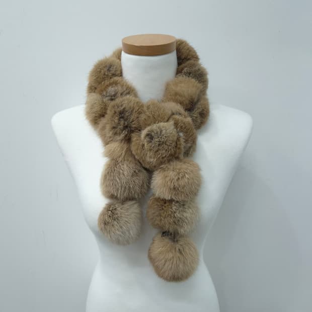 Comme Ca Ism 토끼털 래빗퍼 폼폼 머플러