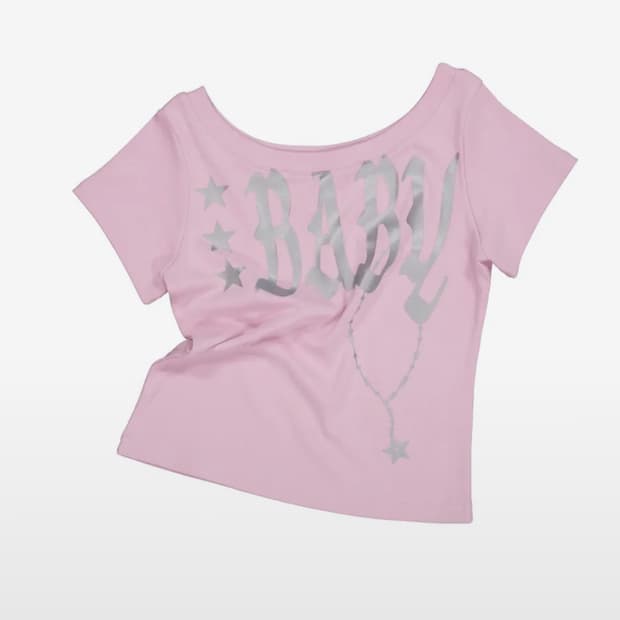셋업이엑스이 BABY WIDE NECK TOP / PINK