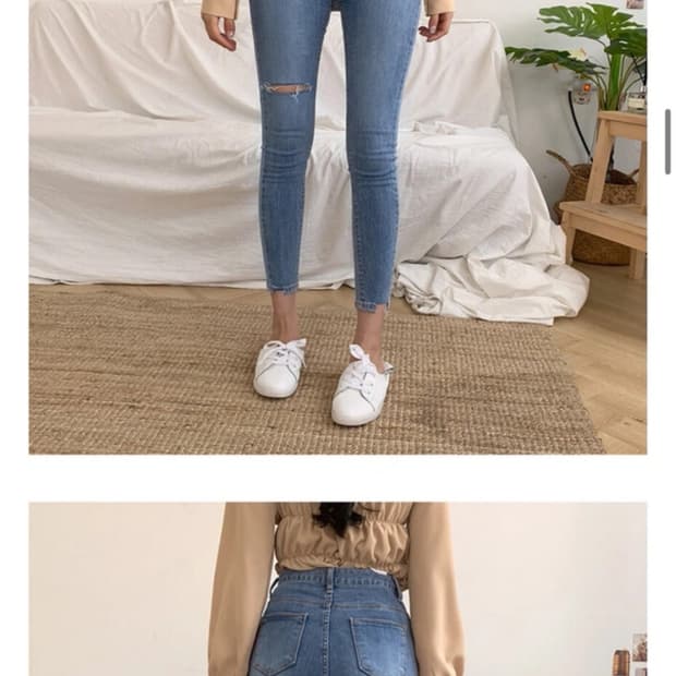 제이앤로 퍼밋 허찢 하이웨스트 언발밑단 스키니 데님 팬츠