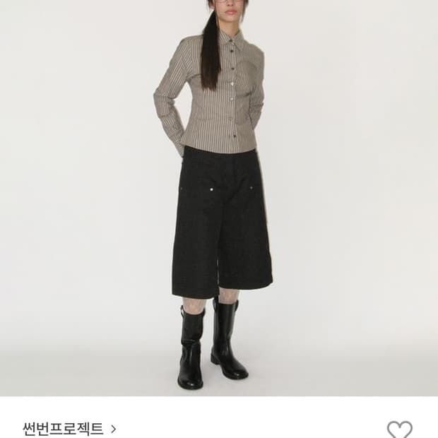 썬번프로젝트 Fitted stripe shirt, BROWN