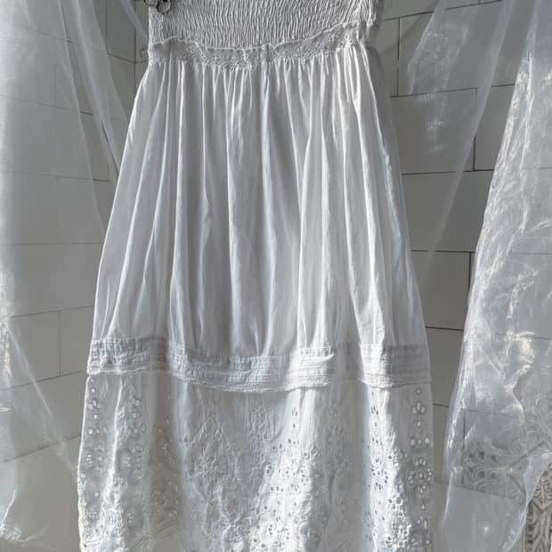 Linen Crochet Punching Skirt 0295